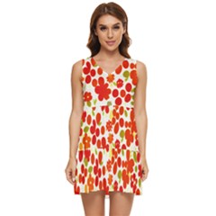 Mid Century Retro Floral 1970s 1960s Pattern 92 Tiered Sleeveless Mini Dress by violetheavensky