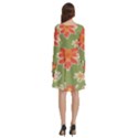 Retro 40s 50s Mexico Flowers Pattern 3 Long Sleeve Knee Length Skater Dress With Pockets View4