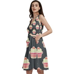 Retro 40s 50s Cupcake Pattern 4 Sleeveless V-neck Skater Dress With Pockets by violetheavensky