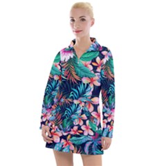 Hawaiian Flowers Hawaii Women s Long Sleeve Casual Dress by Cemarart