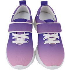 Navy Blue To Cotton Candy Pink Linear Gradient Kids  Velcro Strap Shoes by GradientsOmbre