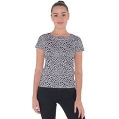 Black White Leopard Short Sleeve Sports Top  by DinkovaArt