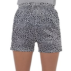 Black White Leopard Sleepwear Shorts by DinkovaArt