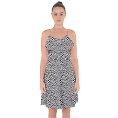 Black White Leopard Ruffle Detail Chiffon Dress by DinkovaArt