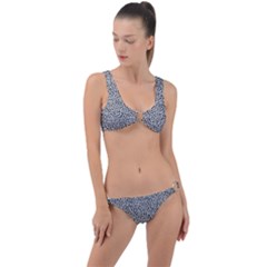 Black White Leopard Ring Detail Crop Bikini Set by DinkovaArt