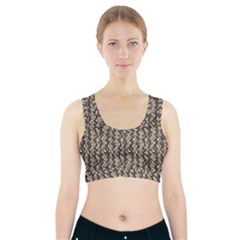 Beige Snake Pattern Sports Bra With Pocket by DinkovaArt