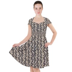 Beige Snake Pattern Cap Sleeve Midi Dress With Pockets by DinkovaArt