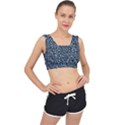 Blue Giraffe Pattern V-Back Sports Bra View1