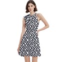 Black White Snake Pattern Cocktail Party Halter Sleeveless Dress With Pockets View1