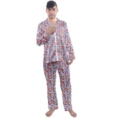 Floral Mix Men s Long Sleeve Satin Pajamas Set by DinkovaArt