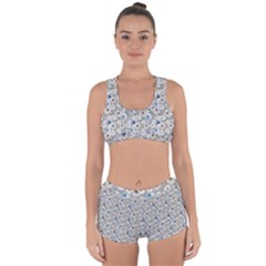 Grey Roses Racerback Boyleg Bikini Set by DinkovaArt