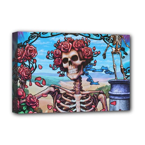Grateful Dead Hippie Peace Roses Rock Music Legend Deluxe Canvas 18  X 12  (stretched) by Tsamara