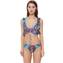 Grateful Dead Hippie Peace Roses Rock Music Legend Low Cut Ruffle Edge Bikini Set by Tsamara