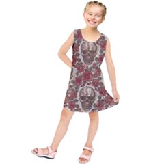 Skull And Roses Flowee Flora Floral Patterns Pattern Kids  Tunic Dress by Tsamara