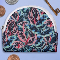 Leaves Nature Pattern Patterns Colorful Horseshoe Style Canvas Pouch by Tsamara