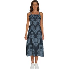 Dr Who Tardis Pattern Sleeveless Shoulder Straps Boho Dress by Tsamara