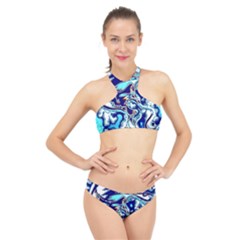 Trippy Dippy Bears Blue Dancing Greatful Dead Skull Steal Your Face High Neck Bikini Set by Salmanaz77