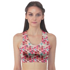 Red Flowers Fitness Sports Bra by DinkovaArt