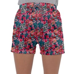 Red Flowers 2 Sleepwear Shorts by DinkovaArt