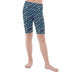 Turquoise Snake  Kids  Mid Length Swim Shorts by DinkovaArt