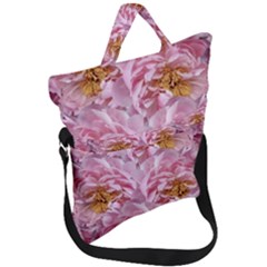 Peonies Nature Bloom Blossom Pink Fold Over Handle Tote Bag by Tsamara