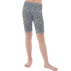 Green Leaves Kids  Mid Length Swim Shorts by DinkovaArt