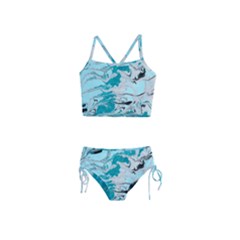 Fluid Turquoise Girls  Tankini Swimsuit by DinkovaArt