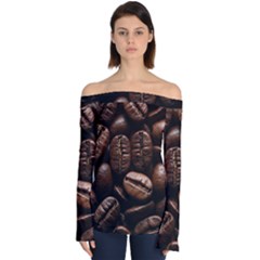 Coffee Beans Off Shoulder Long Sleeve Top by Sabxi