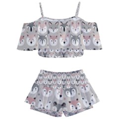 Cute Animals Kids  Off Shoulder Skirt Bikini by DinkovaArt