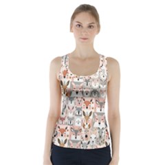 Mix Animal Faces Racer Back Sports Top by DinkovaArt