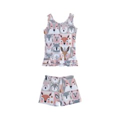 Mix Animal Faces Kids  Boyleg Swimsuit by DinkovaArt