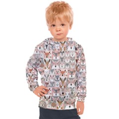 Mix Animal Faces Kids  Hooded Pullover by DinkovaArt