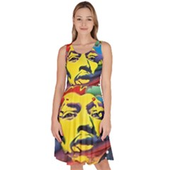 Psychedelic Rock Jimi Hendri Knee Length Skater Dress With Pockets by Tsamara