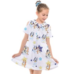 Bluey, Bluey Merch, Bluey Pattern, Bluey Bluey, Bingo, Bluey Design, Bluey Dog Kids  Short Sleeve Shirt Dress
