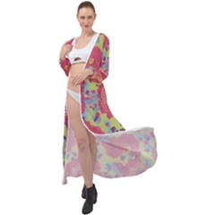 Mid Century Retro Floral 1970s 1960s Pattern 82 Maxi Chiffon Beach Wrap by violetheavensky