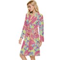Mid Century Retro Floral 1970s 1960s Pattern 82 Long Sleeve Velvet Robe View2