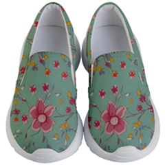 Mid Century Retro Floral 1970s 1960s Pattern 79 Kids Lightweight Slip Ons by violetheavensky