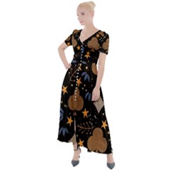 Seamless Pattern Repeat Repetition Button Up Short Sleeve Maxi Dress by Tsamara