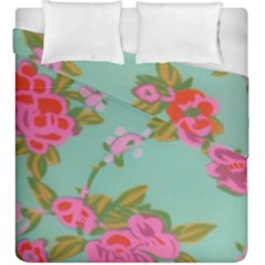 Mid Century Retro Floral 1970s 1960s Pattern 81 Duvet Cover Double Side (king Size) by violetheavensky