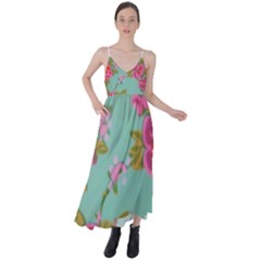 Mid Century Retro Floral 1970s 1960s Pattern 81 Tie Back Maxi Dress by violetheavensky