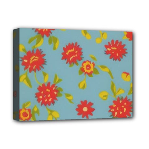 Mid Century Retro Floral 1970s 1960s Pattern 78 Deluxe Canvas 16  X 12  (stretched)  by violetheavensky