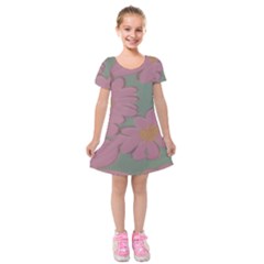 Mid Century Retro Floral 1970s 1960s Pattern 80 Kids  Short Sleeve Velvet Dress by violetheavensky
