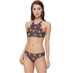 Mid Century Retro Floral 1970s 1960s Pattern 61 Banded Triangle Bikini Set by violetheavensky