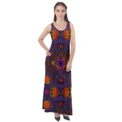 Mid Century Retro Floral 1970s 1960s Pattern 67 Sleeveless Velour Maxi Dress by violetheavensky