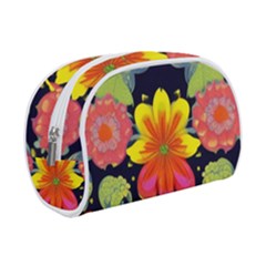 Mid Century Retro Floral 1970s 1960s Pattern 54 Make Up Case (small) by violetheavensky