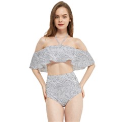 Light Grey Snake Halter Flowy Bikini Set  by DinkovaArt