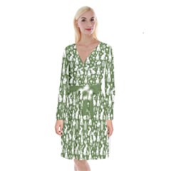 Easter Bunny Pattern Long Sleeve Velvet Front Wrap Dress by Valentinaart