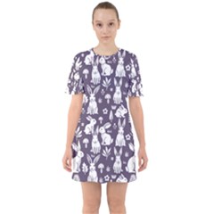 Easter Bunny Pattern Sixties Short Sleeve Mini Dress by Valentinaart