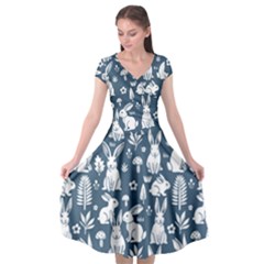 Easter Bunny Pattern Cap Sleeve Wrap Front Dress by Valentinaart