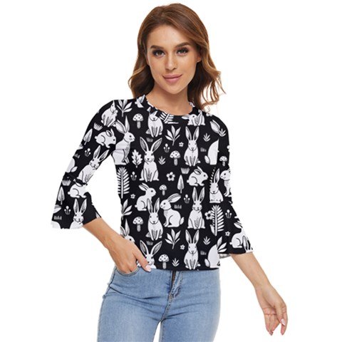 Easter Bunny Pattern Bell Sleeve Top by Valentinaart